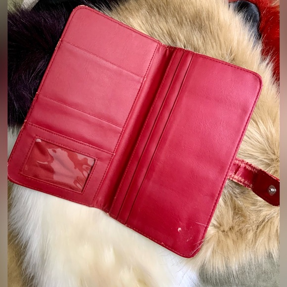 🍀VINTAGE LEATHER WALLET, MEDIUM/RED🍀#LHI - Picture 4 of 11